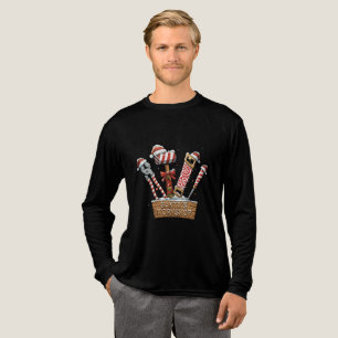 Funny Santa's Workshop Candy Cane Handyman Tools Tri-Blend Shirt
