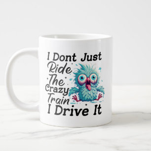 Funny sarcasm crazy train word art large coffee mug