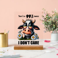Funny sarcasm don't care cow word art