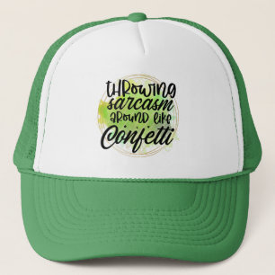 Funny sarcasm word art confetti trucker hat