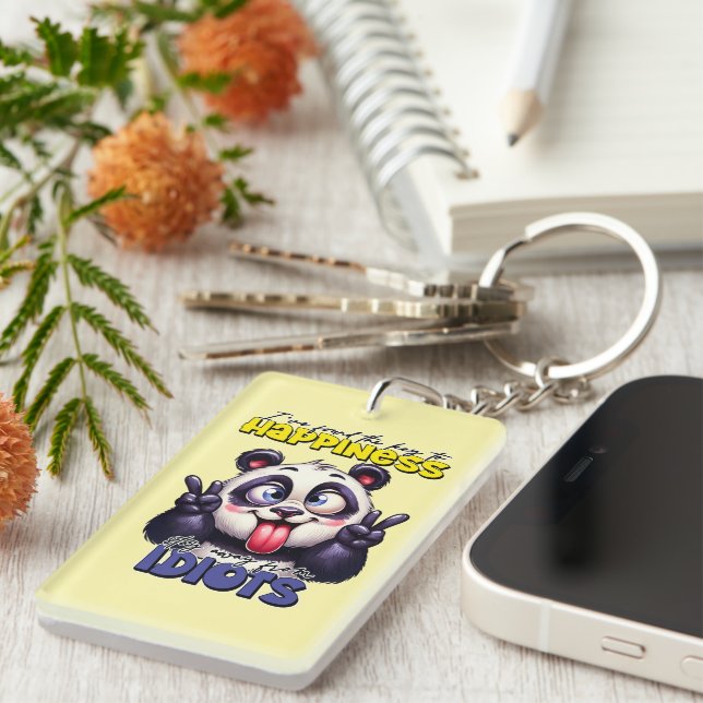 Funny sarcasm word art panda bear key ring (Front Right)