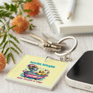 Funny sarcasm word art skeleton key ring