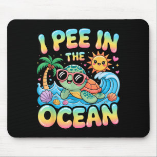 Funny sarcastic beach kawaii turtle kids pee in mouse pad