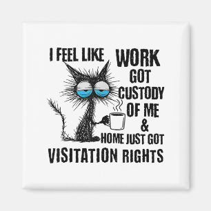 Funny Sarcastic Cat I Feel Like Work Got Custody O Magnet