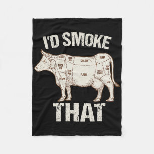 Funny Sarcastic Chef Butcher Cook Bbq I'd Smoke Th Fleece Blanket