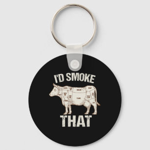 Funny Sarcastic Chef Butcher Cook Bbq I'd Smoke Th Key Ring
