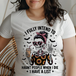 Funny Sarcastic Coffee Skeleton Halloween Humour Plus Size T-Shirt