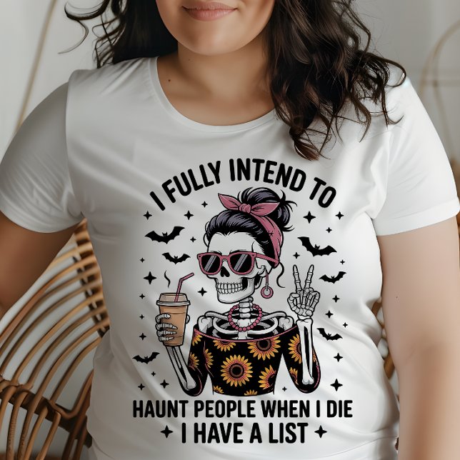 Funny Sarcastic Coffee Skeleton Halloween Humour Plus Size T-Shirt (Creator Uploaded)