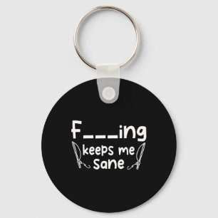 Funny Sarcastic Fishing Keeps Me Sane  Key Ring