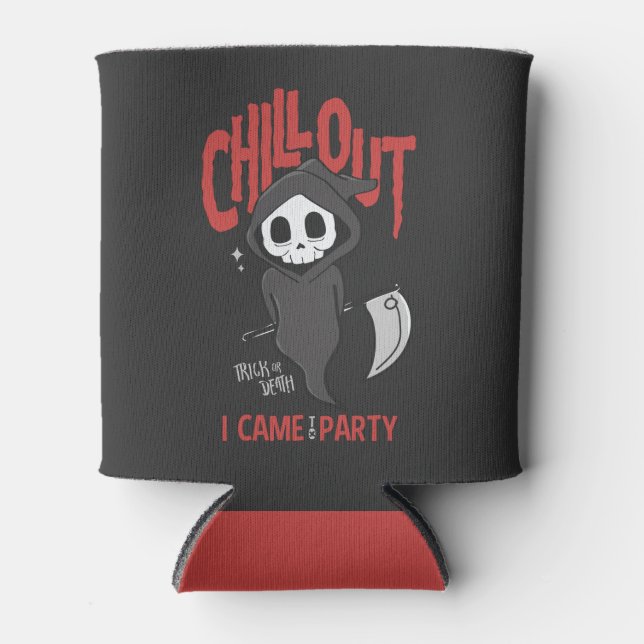 Funny Sarcastic Grim Reaper Halloween Party  Can Cooler (Front)