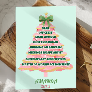 Funny Sarcastic Office Tree Coworker Christmas Holiday Card
