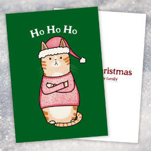 Funny Sarcastic Orange Cat Christmas Holiday Card