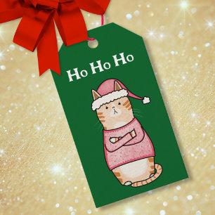 Funny Sarcastic Orange Cat Christmas Holiday Gift Tags