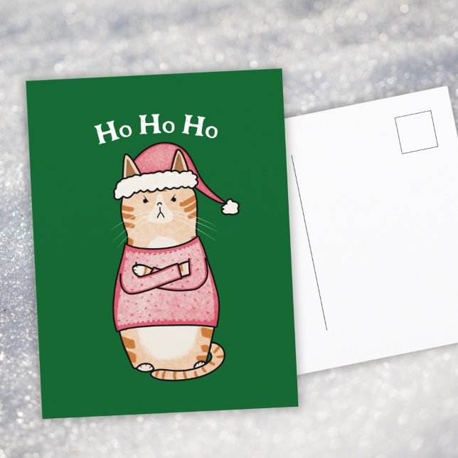 Funny Sarcastic Orange Cat Christmas Holiday Postcard (Creator Uploaded)