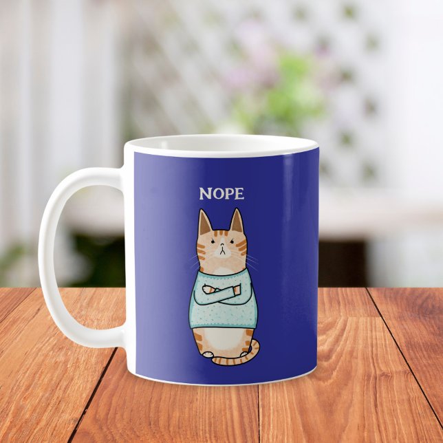 Funny Sarcastic Orange Cat Nope Coffee Mug (Creator Uploaded)