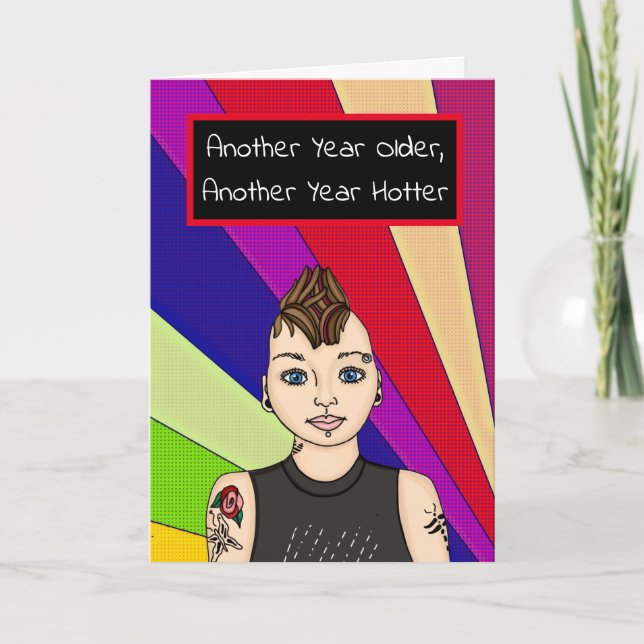 Funny Sarcastic Pop Art Birthday   Card (Front)