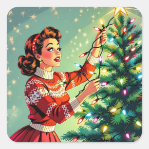Funny Sarcastic Retro Christmas Humor Square Sticker