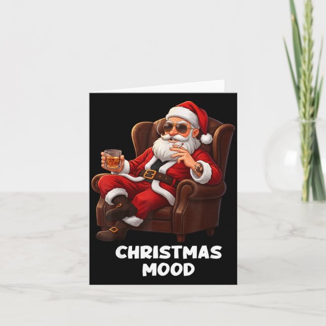 Funny Sarcastic Santa Smoking And Drinking “christ Card (Front)