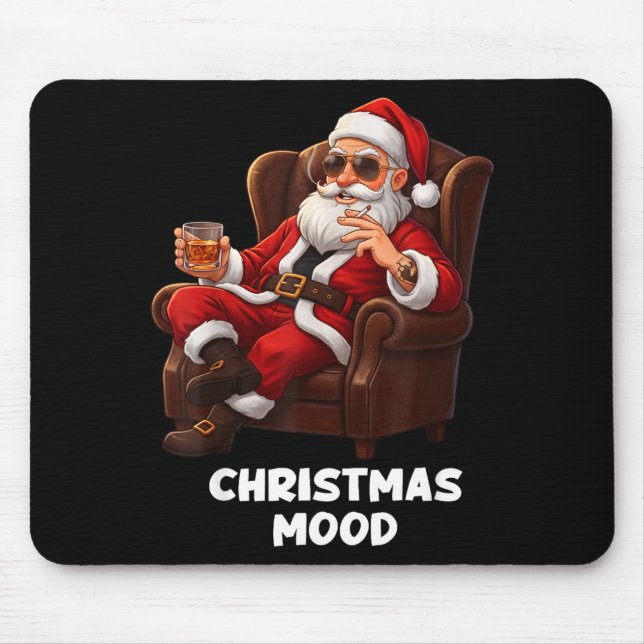 Funny Sarcastic Santa Smoking And Drinking “christ Mouse Pad (Front)