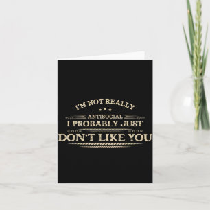 Funny Sarcastic Saying Introvert Humour Quote Men Card