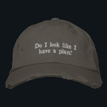 Funny Sarcastic Saying Sassy Cheeky Humour Lazy<br><div class="desc">This distressed hat features white embroidered text with a sarcastic take on winging it through life. With a worn-in look and a sense of humour,  it’s perfect for the perpetually unbothered,  overwhelmed,  or just vibing. Great for casual outfits,  lazy weekends,  or gifting to friends who live in organised chaos.</div>