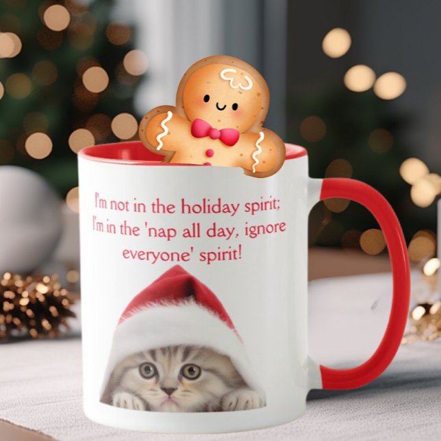Funny Sarcastic Scottish Cat Santa Hat Christmas Mug (Creator Uploaded)