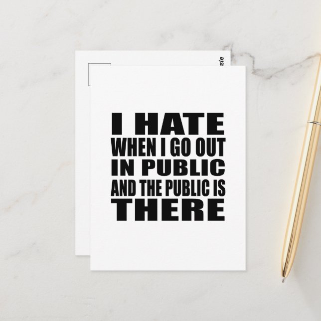 Funny sarcastic slogan adult humour introvert postcard (Front/Back In Situ)