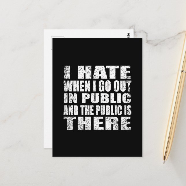 Funny sarcastic slogan adult humour introvert postcard (Front/Back In Situ)