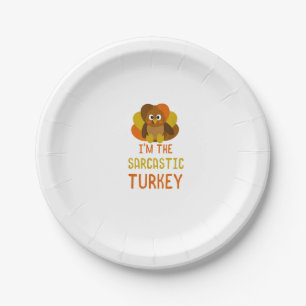 Funny Sarcastic Turkey Family Matching Thanksgivin Paper Plate