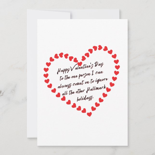 Funny & Sarcastic Valentines Day gift quotes  Holiday Card (Front)