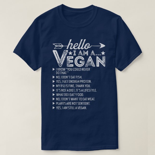 Funny Sarcastic Vegetarian Hello I'm A Vegan Veget T-Shirt (Design Front)