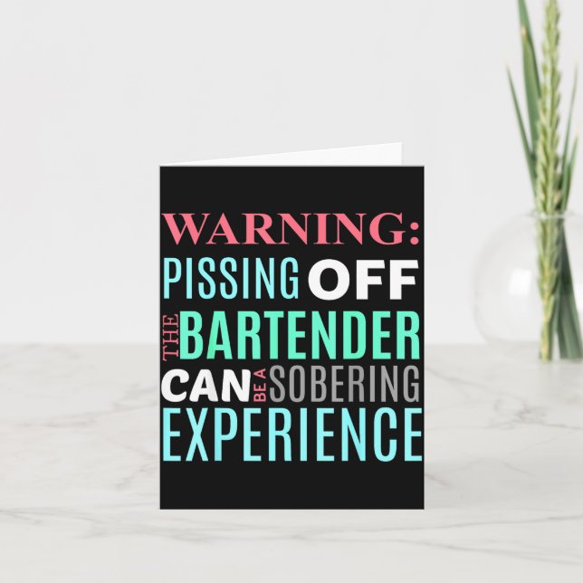 Funny Sarcastic Warning Don't Off Bartender Pun  Card (Front)