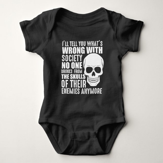 Funny Sarcastic Wrong Society Skull Enemy Blood Baby Bodysuit (Front)
