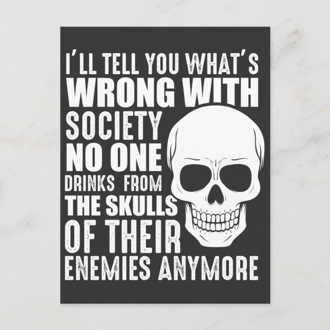 Funny Sarcastic Wrong Society Skull Enemy Blood Postcard (Front)