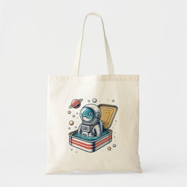  Funny Sardine Astronaut Tote Bag (Front)