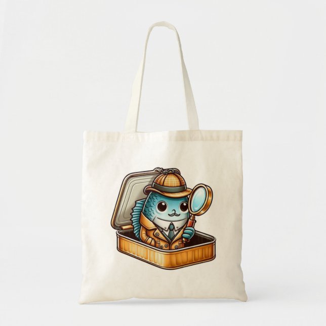  Funny Sardine Detective Tote Bag (Front)