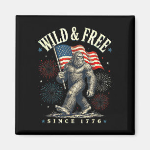 Funny sasquatch american flag wild and since 1776  magnet