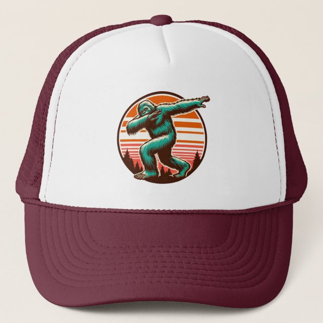 Funny Sasquatch Bigfoot Dabbing Personalised Trucker Hat (Front)