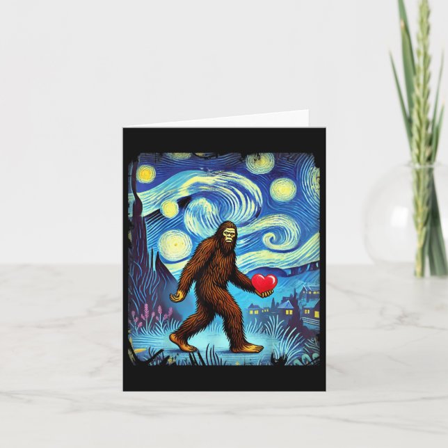 Funny Sasquatch Bigfoot Heart Valentines Day Boys  Card (Front)