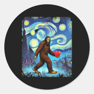 Funny Sasquatch Bigfoot Heart Valentines Day Boys Classic Round Sticker