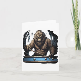 Funny Sasquatch Bigfoot Playing Billiards  Card