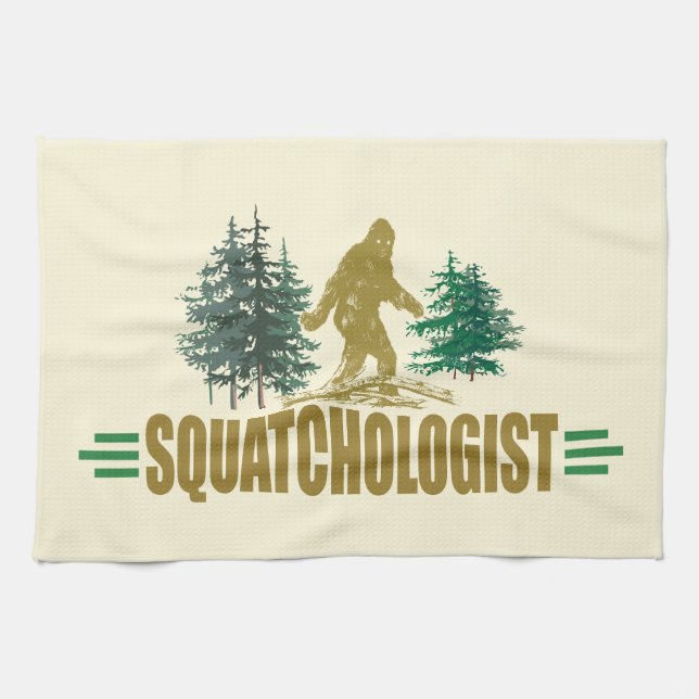 Funny Sasquatch, Bigfoot Tea Towel (Horizontal)