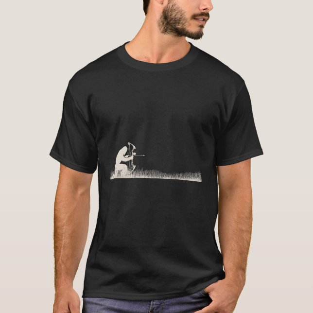 Funny Sasquatch Bow Hunter Bigfoot Bow Deer Huntin T-Shirt (Front)