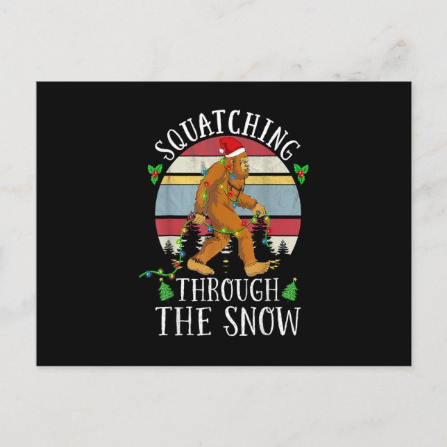 Funny Sasquatch Christmas Squatching Bigfoot Xmas Postcard (Front)