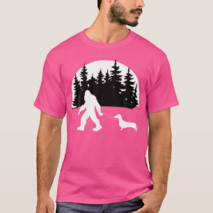 Funny Sasquatch Costume Wiener Dog Bigfoot Walking T-Shirt