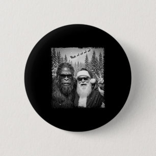 Funny Sasquatch Meme Cool Selfie With Santa Christ 6 Cm Round Badge