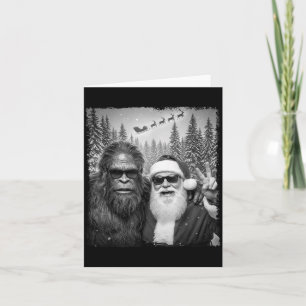 Funny Sasquatch Meme Cool Selfie With Santa Christ Card