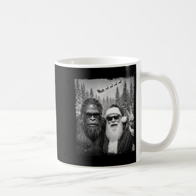 Funny Sasquatch Meme Cool Selfie With Santa Christ Coffee Mug (Right)