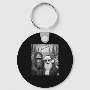 Funny Sasquatch Meme Cool Selfie With Santa Christ Key Ring