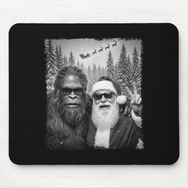Funny Sasquatch Meme Cool Selfie With Santa Christ Mouse Pad (Front)